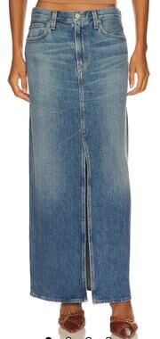 AGOLDE Leif Low Slung Denim Maxi Skirt 26 Swing Blue NWT $238 Made USA